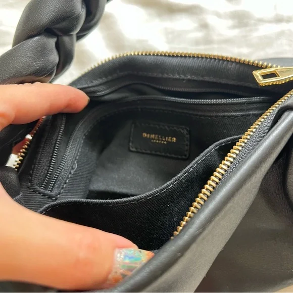 Demellier London Genova Leather Braided Lambskin Shoulder Bag